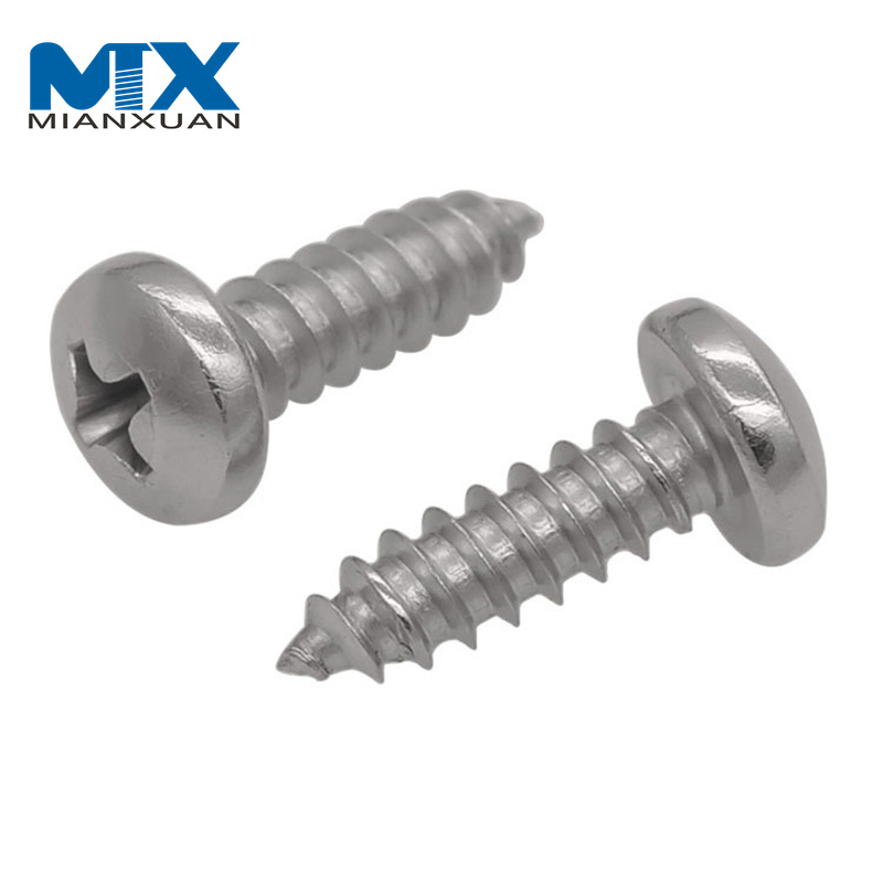 Carbon Steel Pan Head Screw DIN7981 Self Tapping Screw with Blue White Zinc Plated