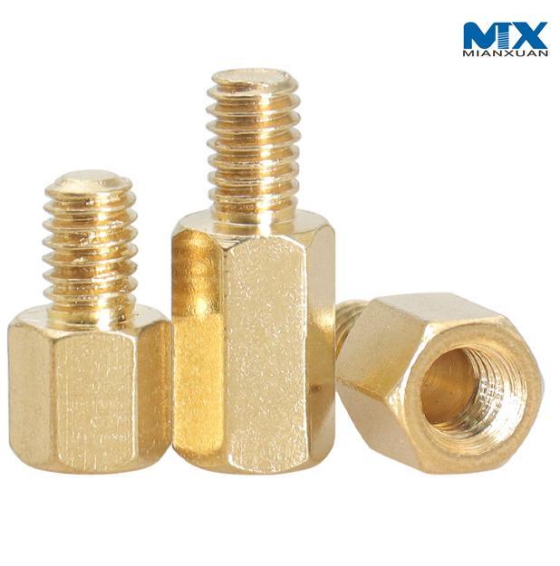 Brass Hex Distance Nut with Inside and Outside Thread
