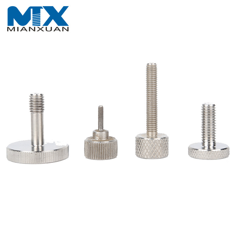 DIN653 SS304 Knurled Thin Thumb Screws Full Thread Screw