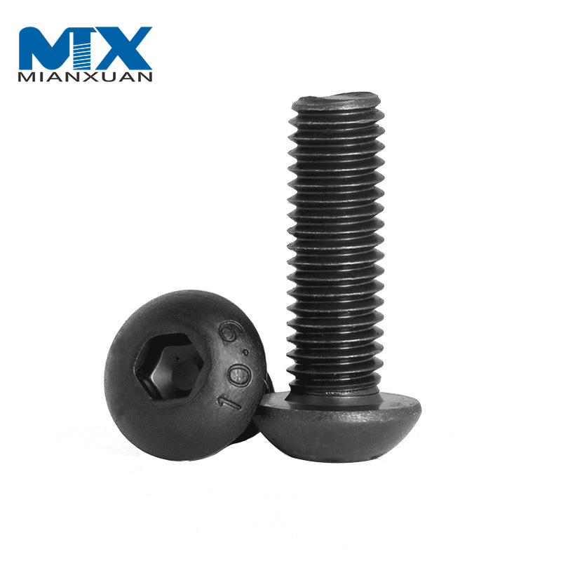 Metric 10.9 Grade M2-M16 Black Oxide Round Hexagon Socket Cap Button Head Screw ISO7380-1