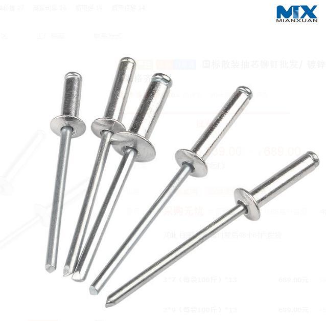 Open End Blind Rivets with Break Pull Mandrel and Protruding Head - St/St