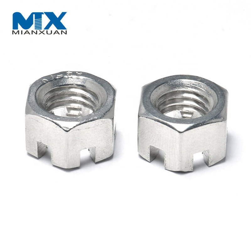 DIN937 Type a Hex Thin Slotted Nut Castle Nut M12 Yellow Zinc Plated Hexagonal Slotted Nuts