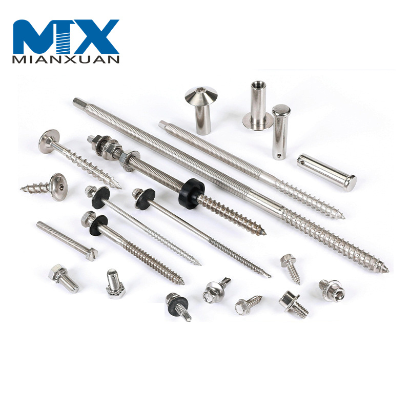 M10X200mm SS304 Metal Roof PV System Dowel Screw Double Head Galvanized Hanger Bolt for Solar Mounting