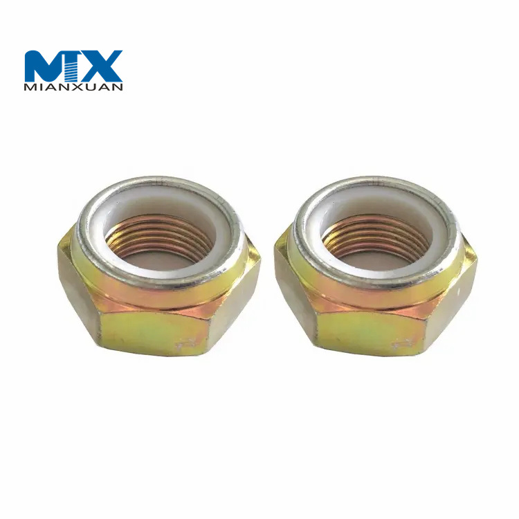 Zinc Plated Steel Wheel Spindle Flanged Nylon Lock Nut for Vehicles