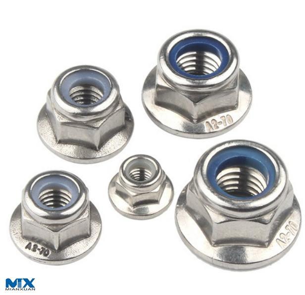 Stainless Steel Prevailing Torque Type Hexagon Nuts with Flange and with Non-Metallic Insert
