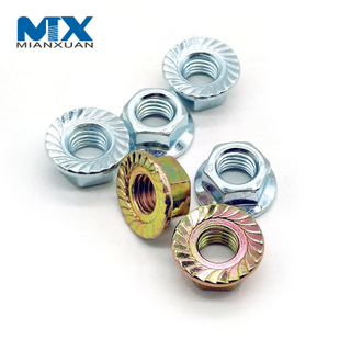 Zinc Plated Hex Flange Nuts DIN6923 Carbon Steel M6 M8 Serrated